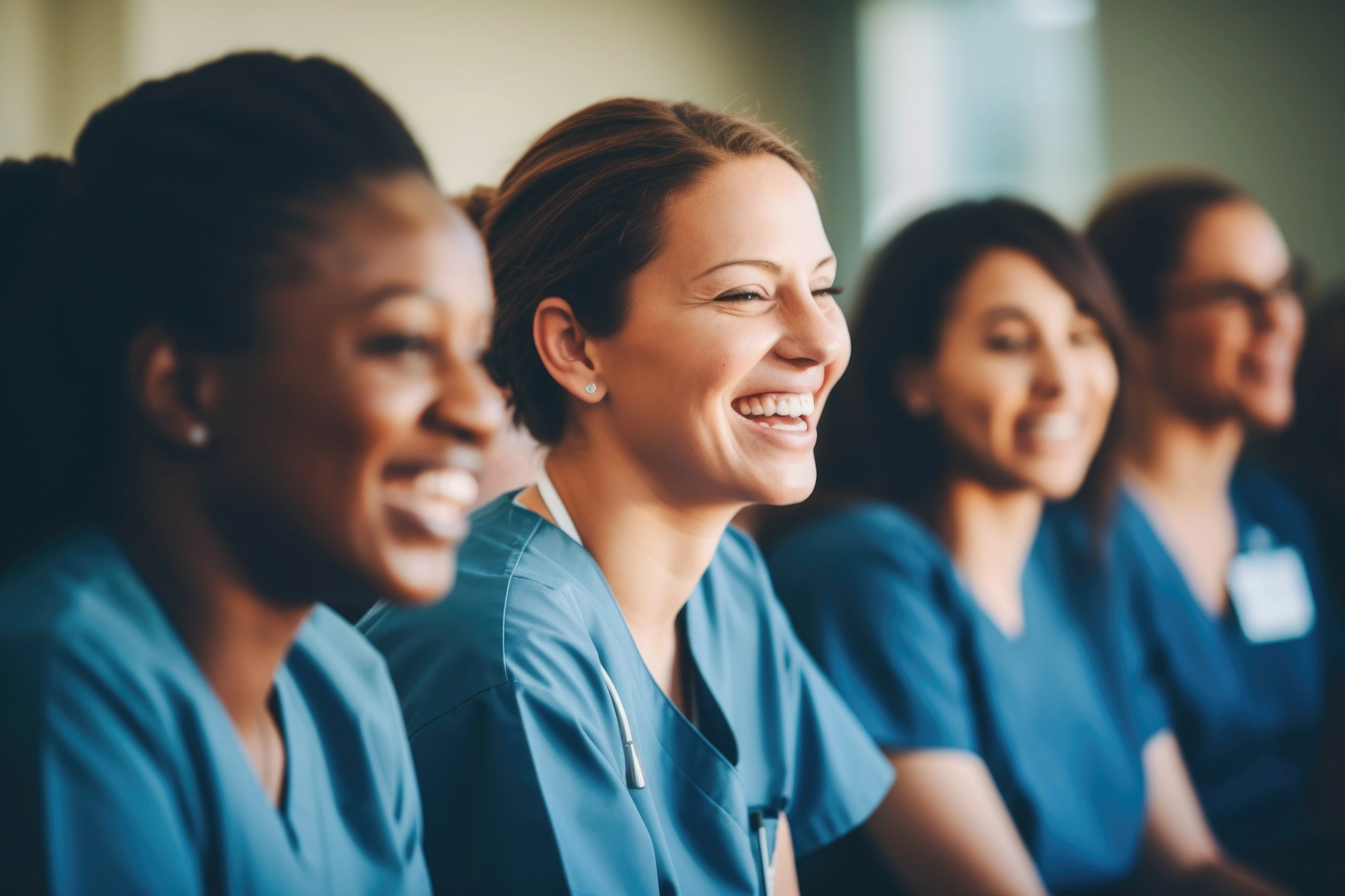 Home health nursing team smiling during patient care visit
